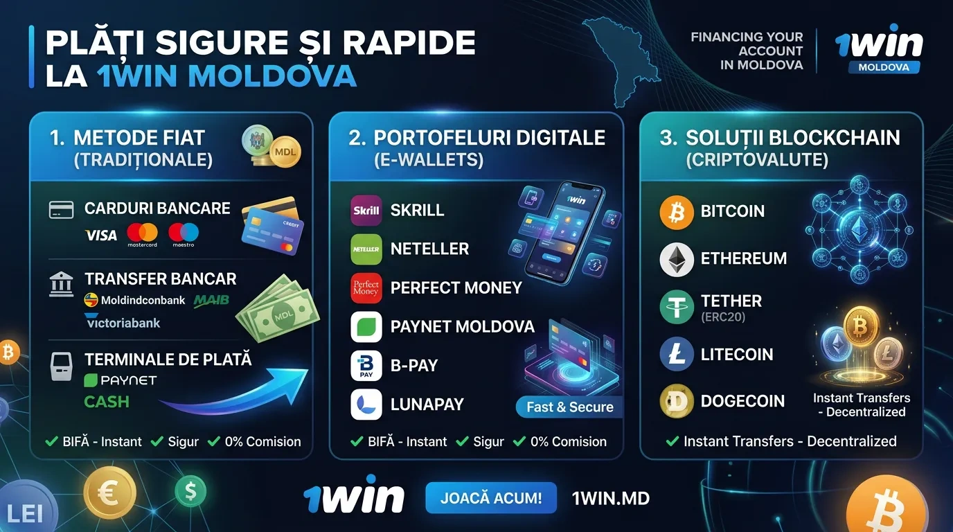 Payment Methods Available at 1Win Moldova: Fiat, Digital Wallets, and Blockchain Solutions